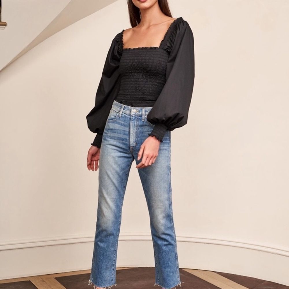 La Ligne Eloise Smocked Blouse Black Medium